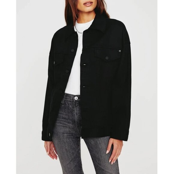 AG Jeans Longline Denim Jacket Super Black - Picture 1 of 4